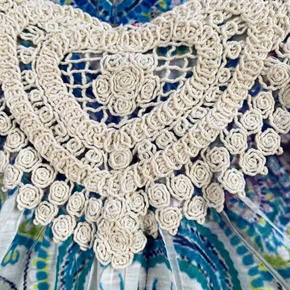 Style & Co Top 2X Multicolor Paisley Crochet Trim Sublimation Butterfly Sleeve - Picture 3 of 12